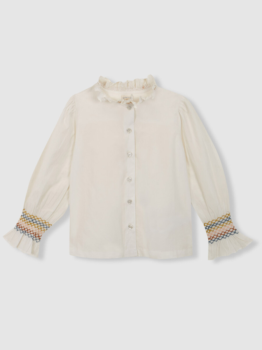 Blusa Con Smock Crudo