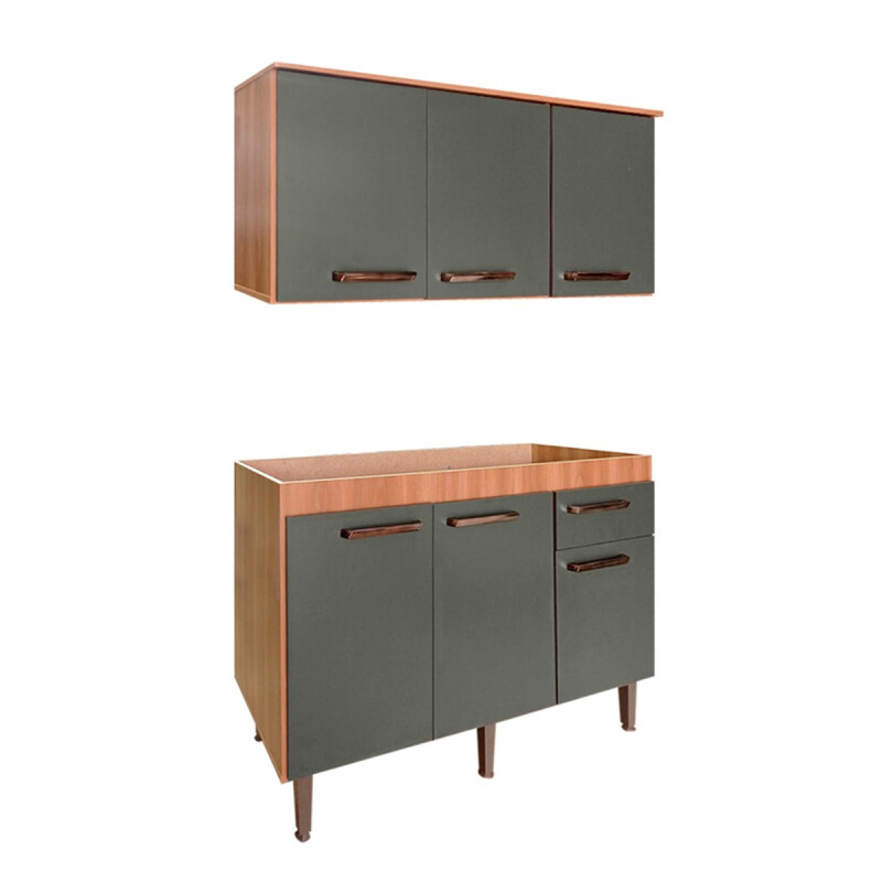 Bajo Mesada + Mueble Aéreo De Cocina + Pileta Premium ® Color Gris Grafito Bajo Mesada + Mueble Aéreo De Cocina + Pileta Premium ® Color Gris Grafito
