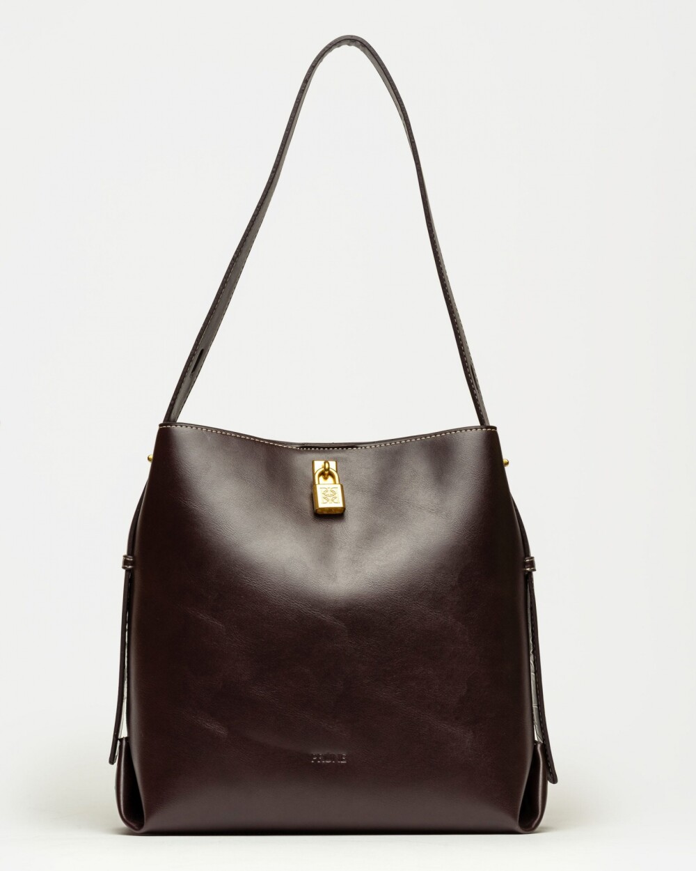 Bolso The Lock en efecto cuero liso Marron