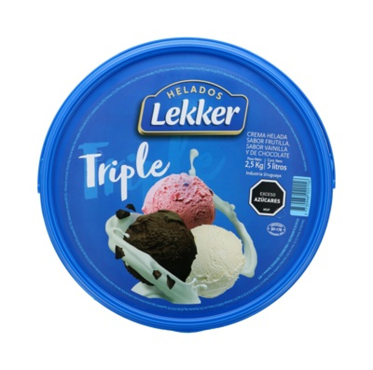 HELADO LEKKER 5L TRIPLE FRUTILLA VAINILLA CHOCO 