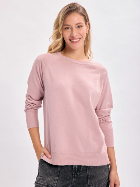 Buzo básico cuello redondo Rosa