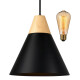 Lampara Colgante De Techo Campana Nordica Metal Madera Negro