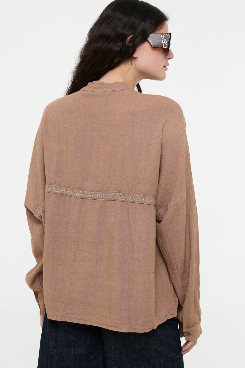 CAMISA CUELLO MAO Marron
