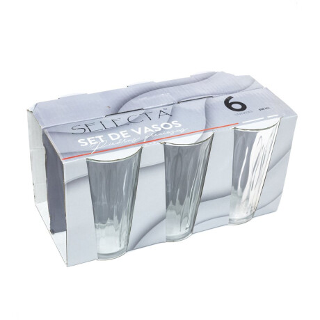 Set X6 Vaso Alto Esmeralda Agua Refresco Jugo Vidrio 336ml Transparente