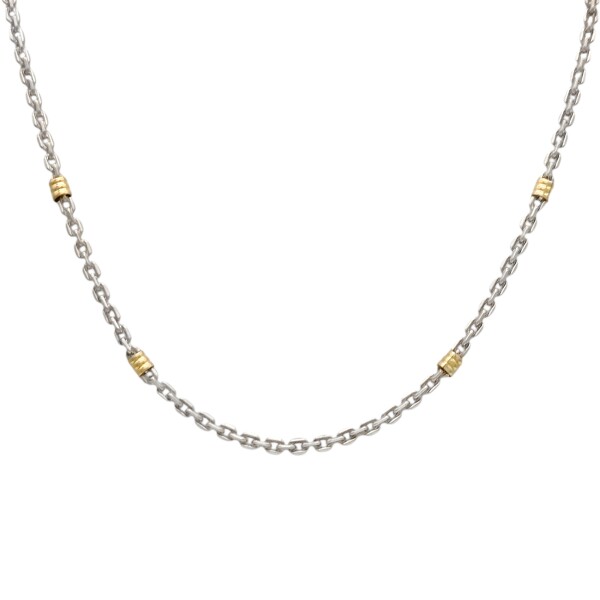 Cadena Collar Volga-Plata y Oro-Sin Piedra-CD5007 sinpiedra