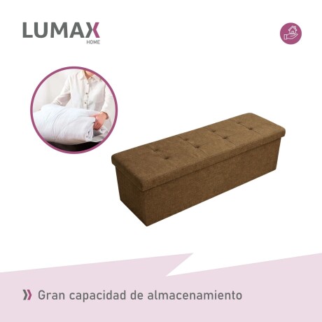 Puff Baúl Lumax Plegable 110x38 cm Organizador Living Dormitorio Marrón