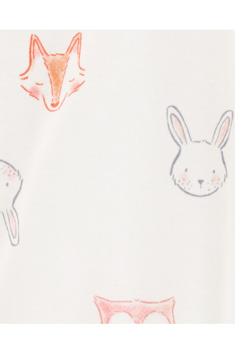 Pijama una pieza de algodón, con pie, diseño animales Sin color