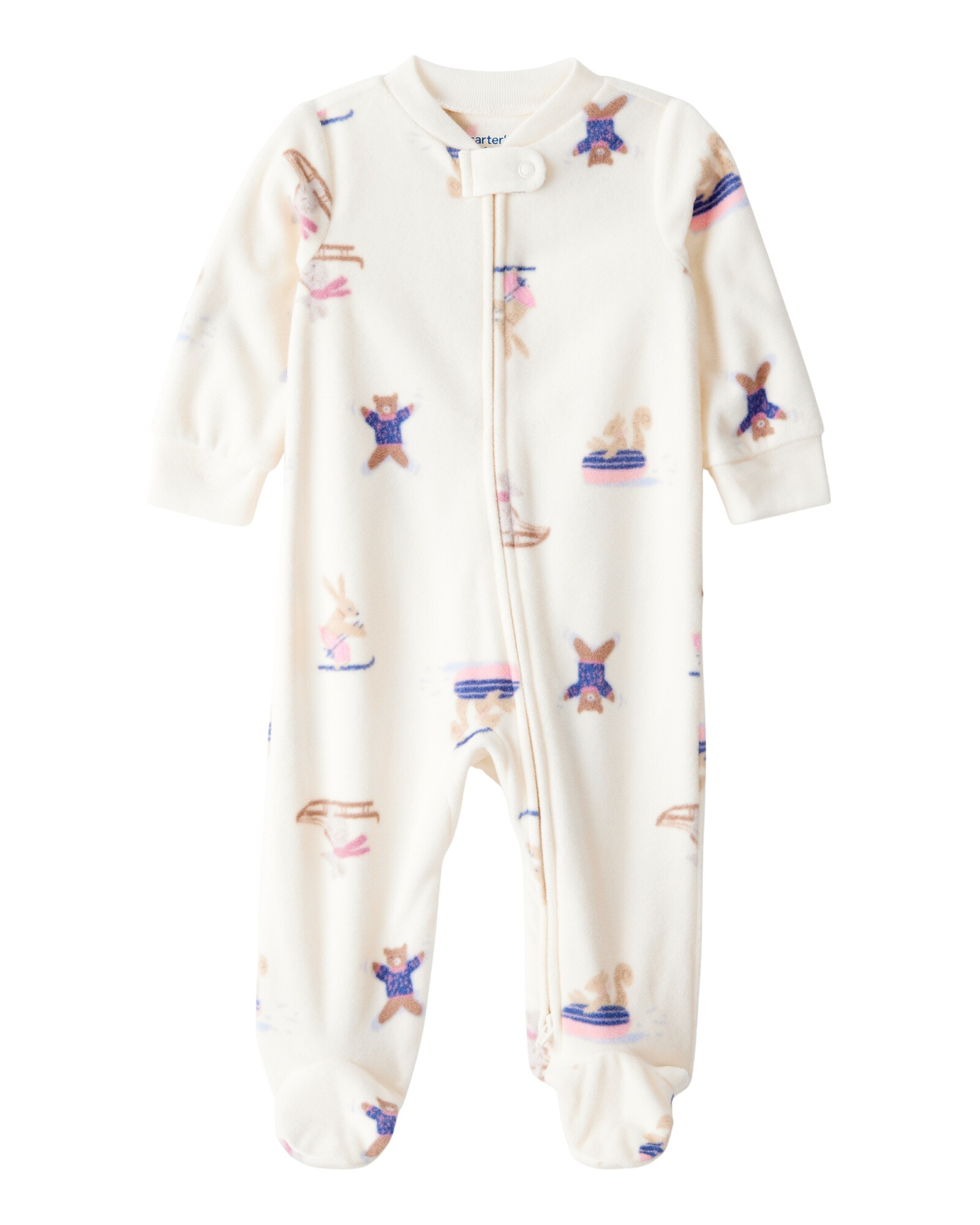 Pijama una pieza de micropolar, con pie, diseño esquí Sin color