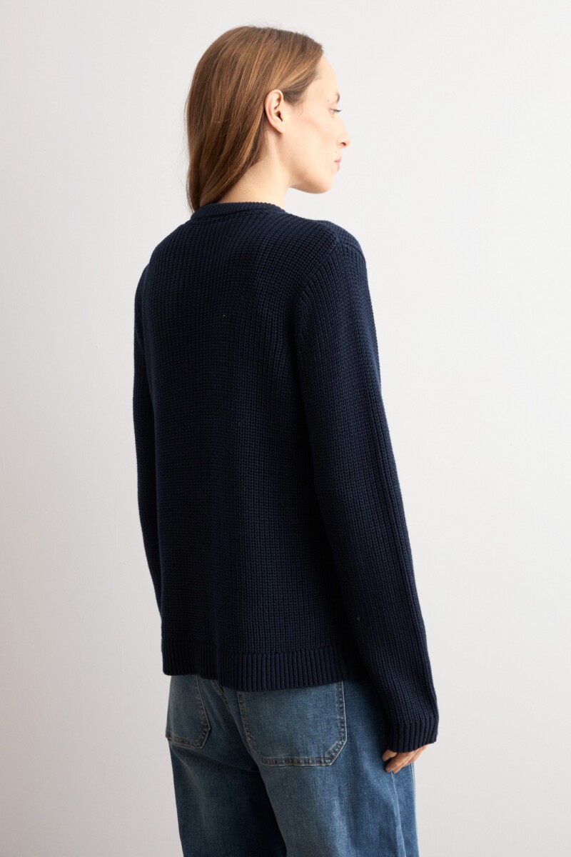 Chaqueta tejida botones metálicos azul marino
