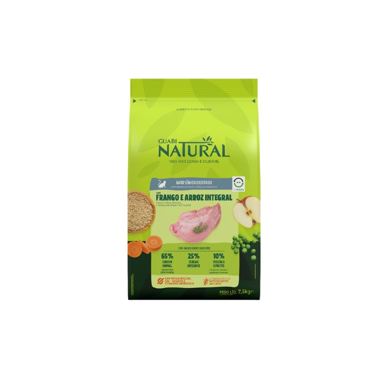 GUABI NATURAL GATO SENIOR CASTRADO POLLO Y ARROZ INT.7.5KG 