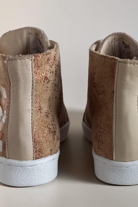 Bota Daria Natural Con Jaspeado Y Arte Bota Daria Natural Con Jaspeado Y Arte