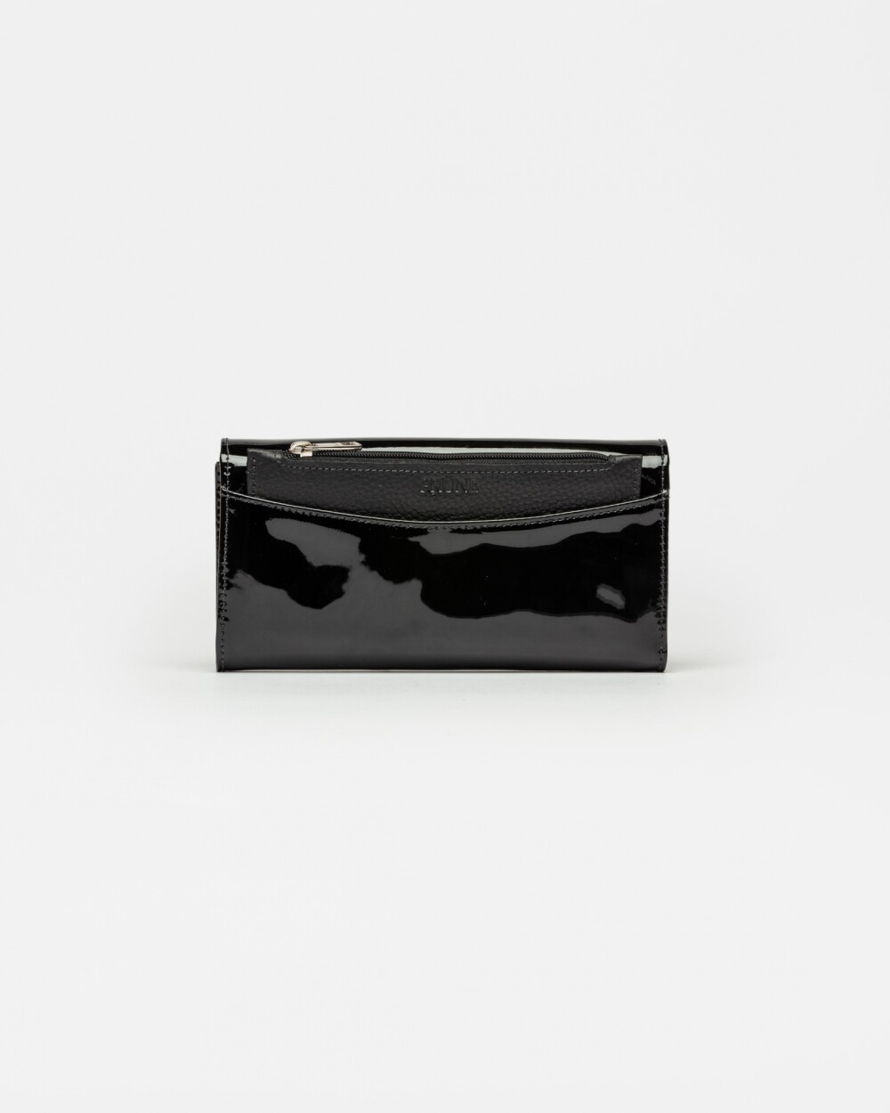 Billetera The Circle en cuero charol Negro