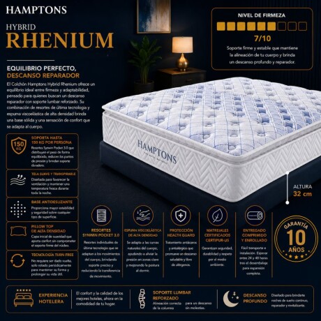 Colchon de resortes 2 plazas Hamptons Rhenium Colchon de resortes 2 plazas Hamptons Rhenium