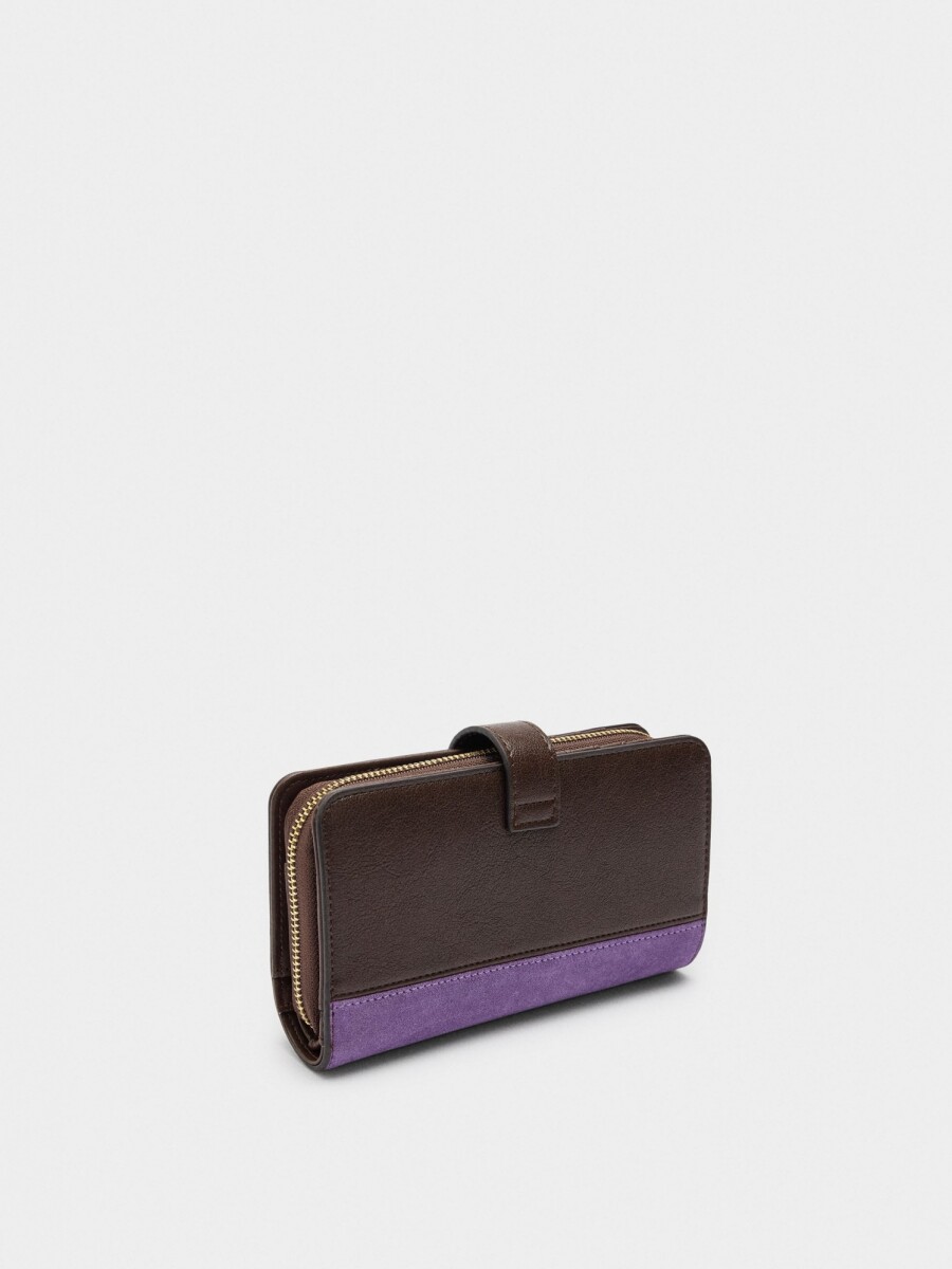 Cartera De Piel De Contraste marron