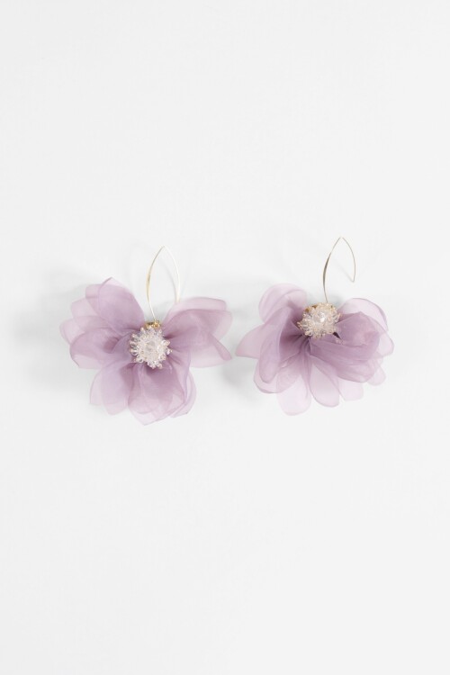 Aros flor tela lila