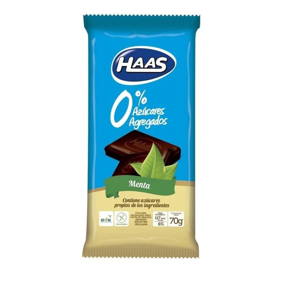 Chocolate Haas Con Menta 0% Azúcar 70 Grs. 