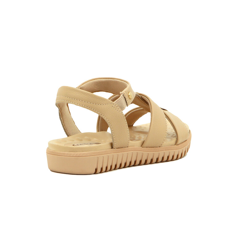 Comfortflex Sandalia Cuero Tiras Pulsera C/elástico Suela Baja - Dama Almendra