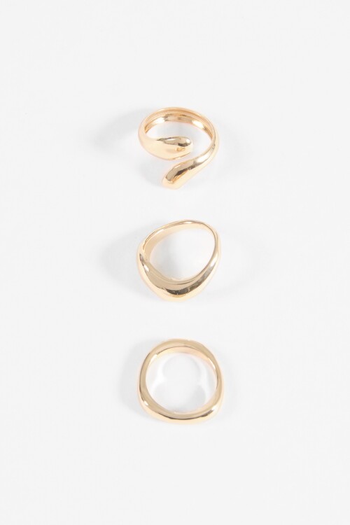 Set de anillos wavy dorado