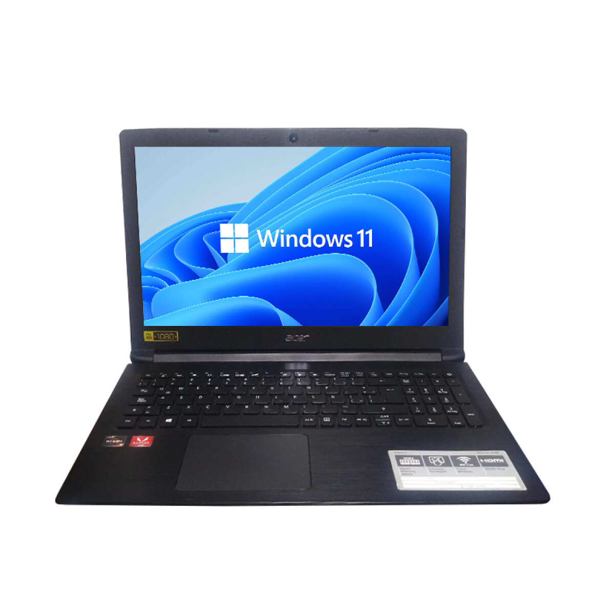 Notebook Acer A315-41. AMD Ryzen 5 2500. RAM 8GB. D Sólido 240GB + D Duro 1TB. Pantalla 15,6". Win11 