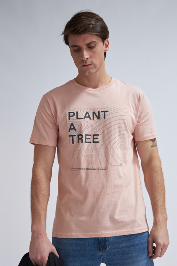 REMERA Manga corta Plant a tree rosa palido