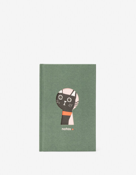 Anotadores Cuadernos y Memos Cuaderno Cuaderno Calado Diseño Gato - Verde Oscuro