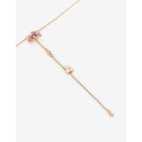 Collar Largo Con Dije Floral Dorado