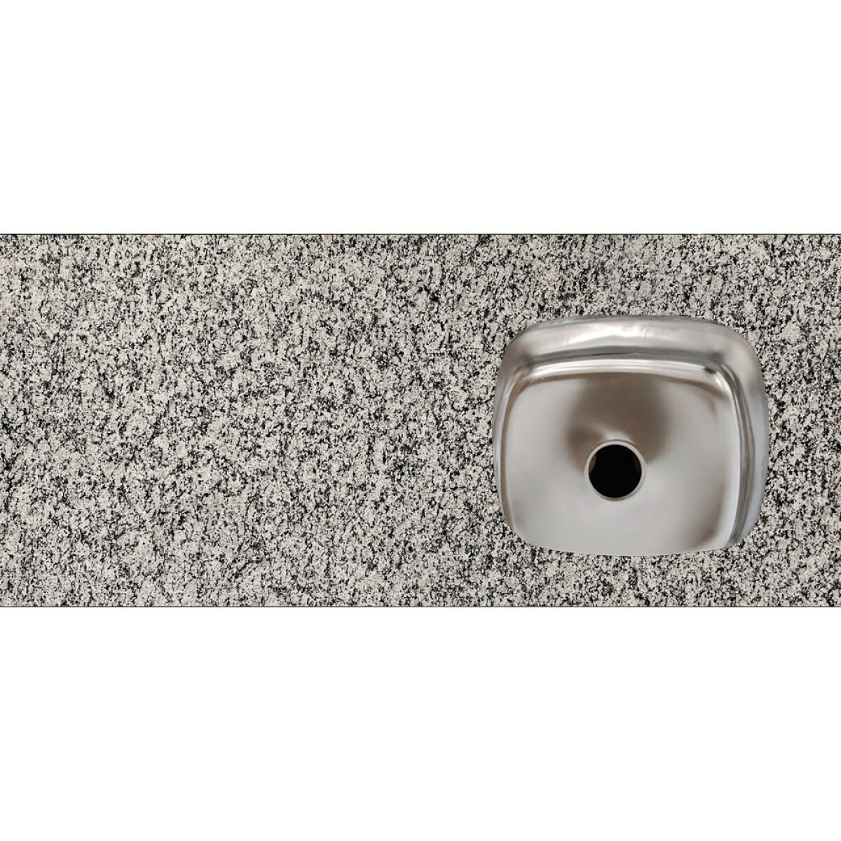 Mesada De Granito Gris Perla Con Pileta Derecha Sin Hueco Para Grifería / 122x52 Cm 