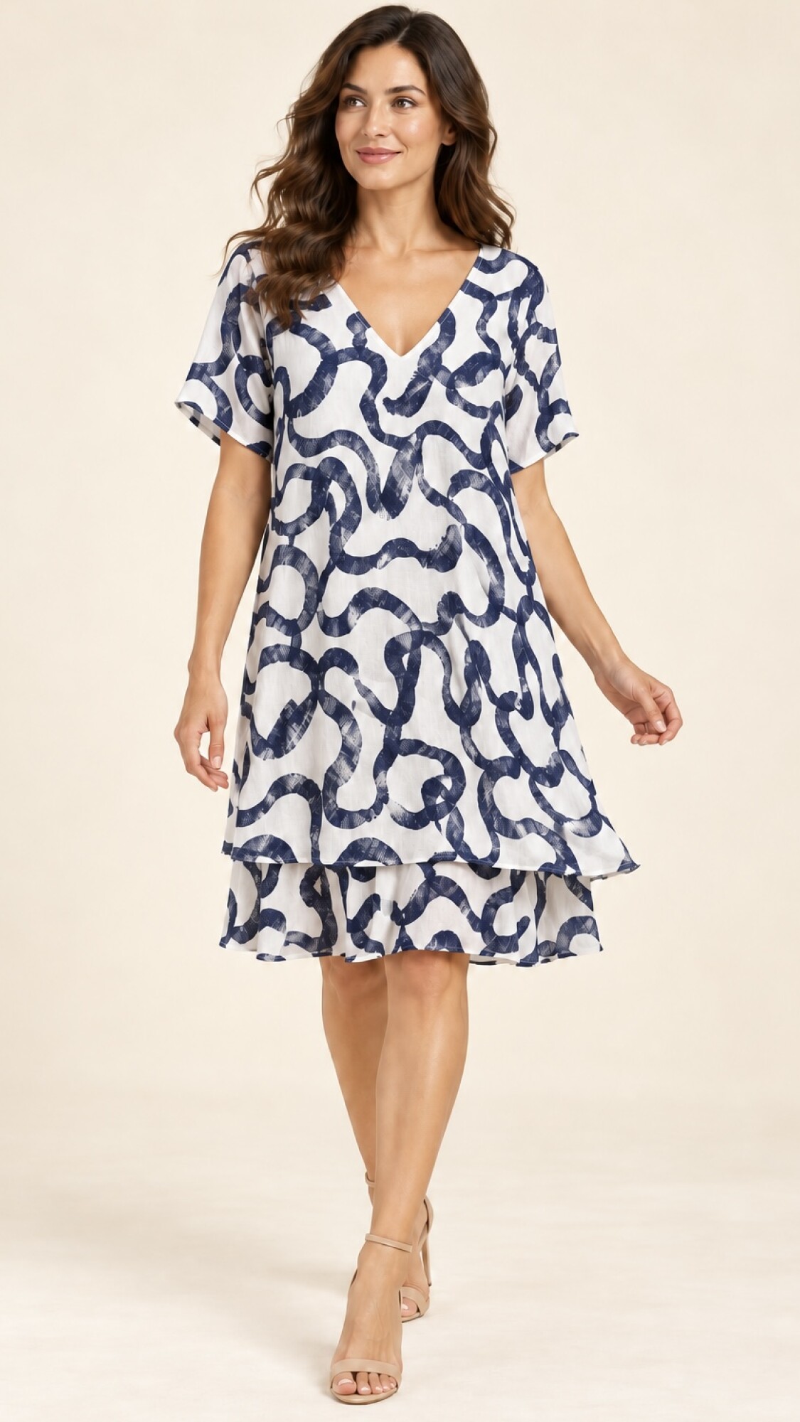 VESTIDO LUAN ESTAMPADO BLANCO-AZUL