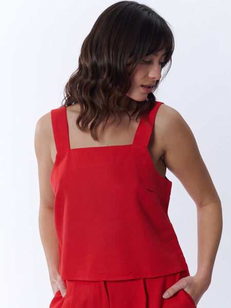 Top Escote Recto Rojo