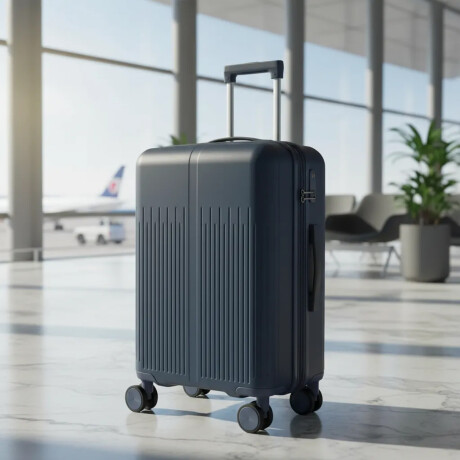 Valija Carry On Rígida Cierre Expandible Candado Ruedas 360° Azul