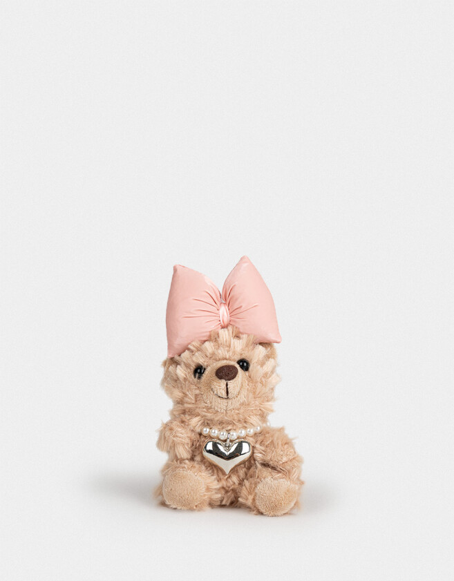 Llavero Peluche Llavero Y Charm De Osito Con Moño - Marron Beige