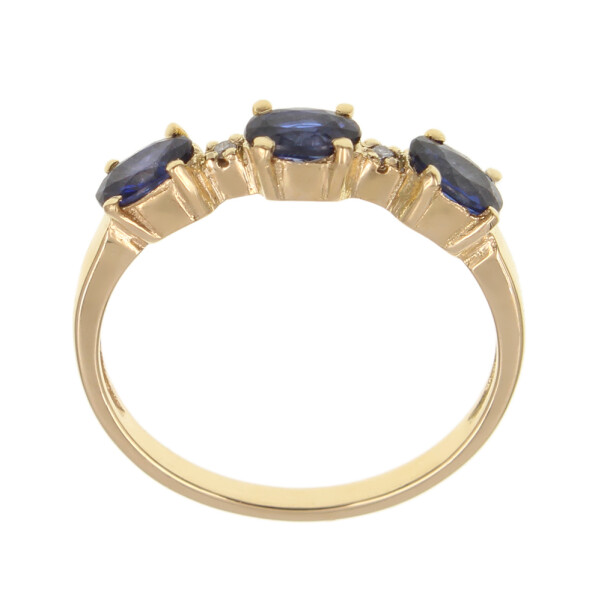 Anillo de oro amarillo 18k con zafiros y brillantes N8902 Anillo de oro amarillo 18k con zafiros y brillantes N8902