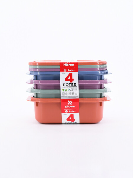 CONTENEDOR SET 4 PCS MULTICOLOR