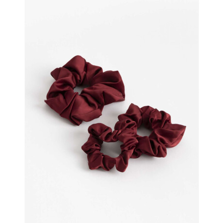 Set De Scrunchies Rojo Burdeaux