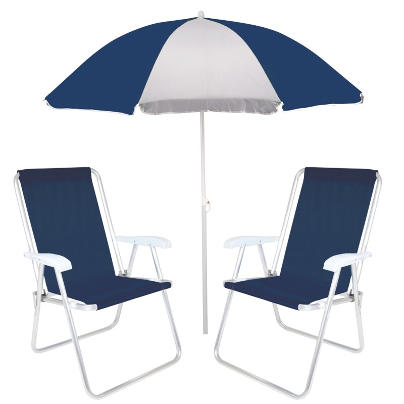 Set x2 Silla Alta Conforto Sannet + Sombrilla AZUL