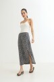 Falda midi estampada NEGRO