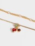 Collares Cortos Frutas Collar Doble Cadena Con Dijes De Frutas - Dorado