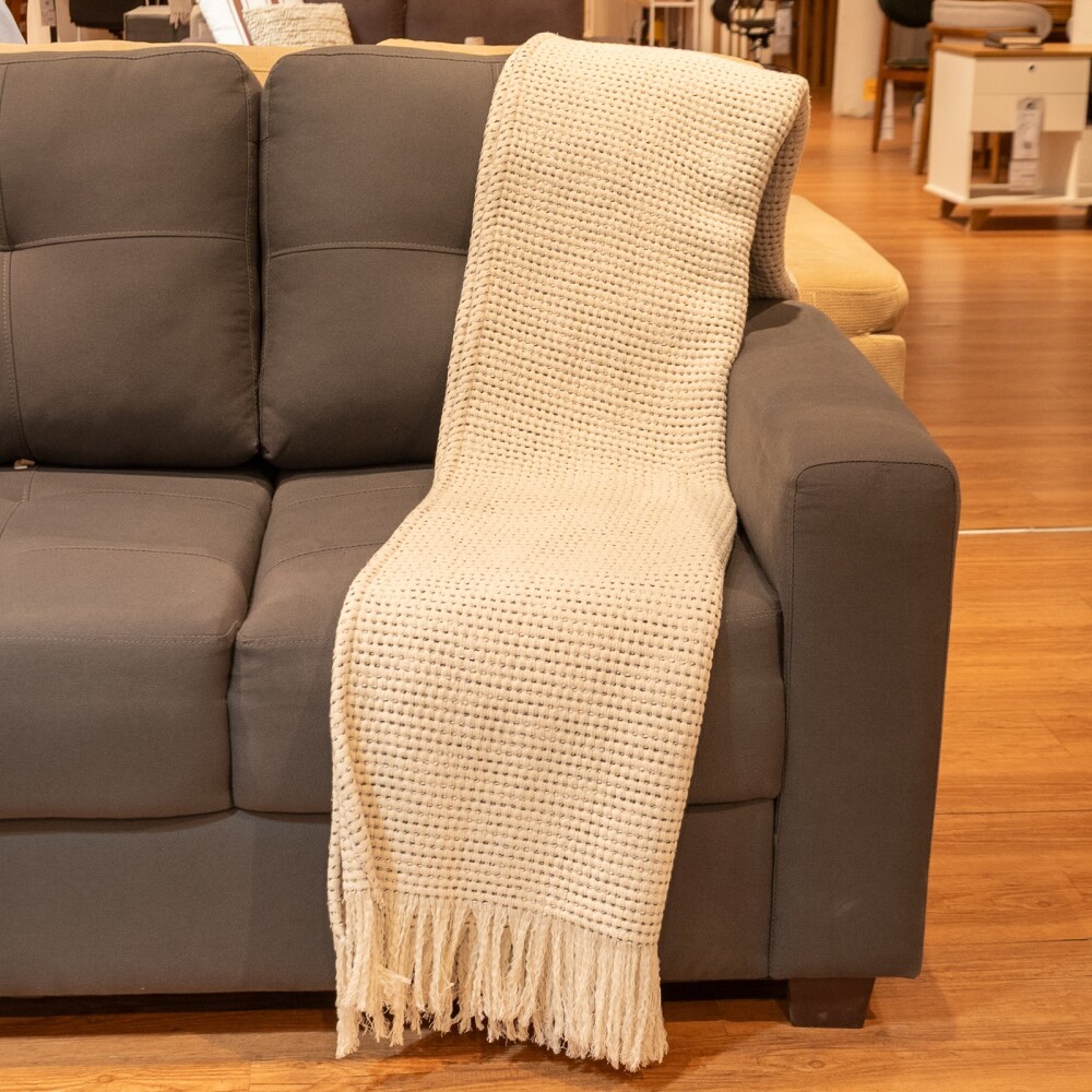 THROW BRUMA ALGODON NATURAL-BEIGE COTTON NATURAL