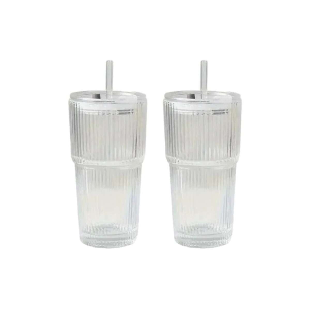 Set x 2 vaso acanalado con sorbito - Sc 