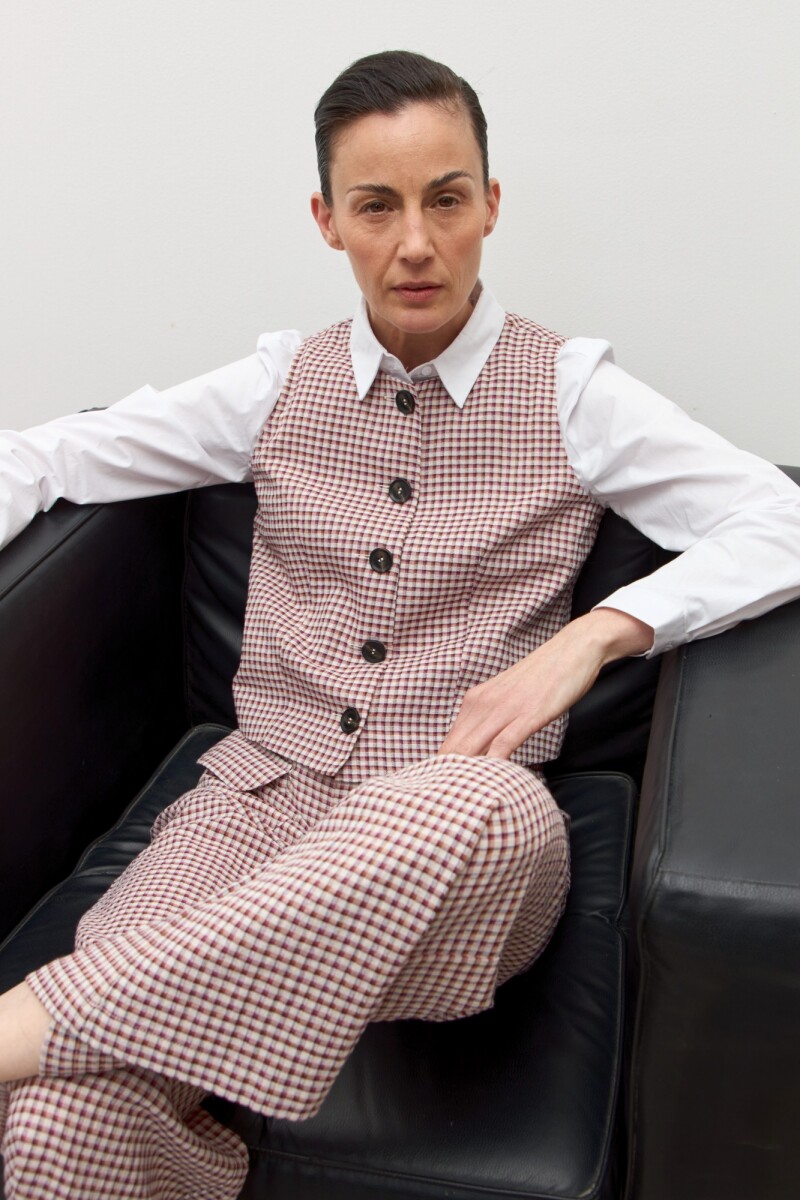 Chaleco a cuadros beige