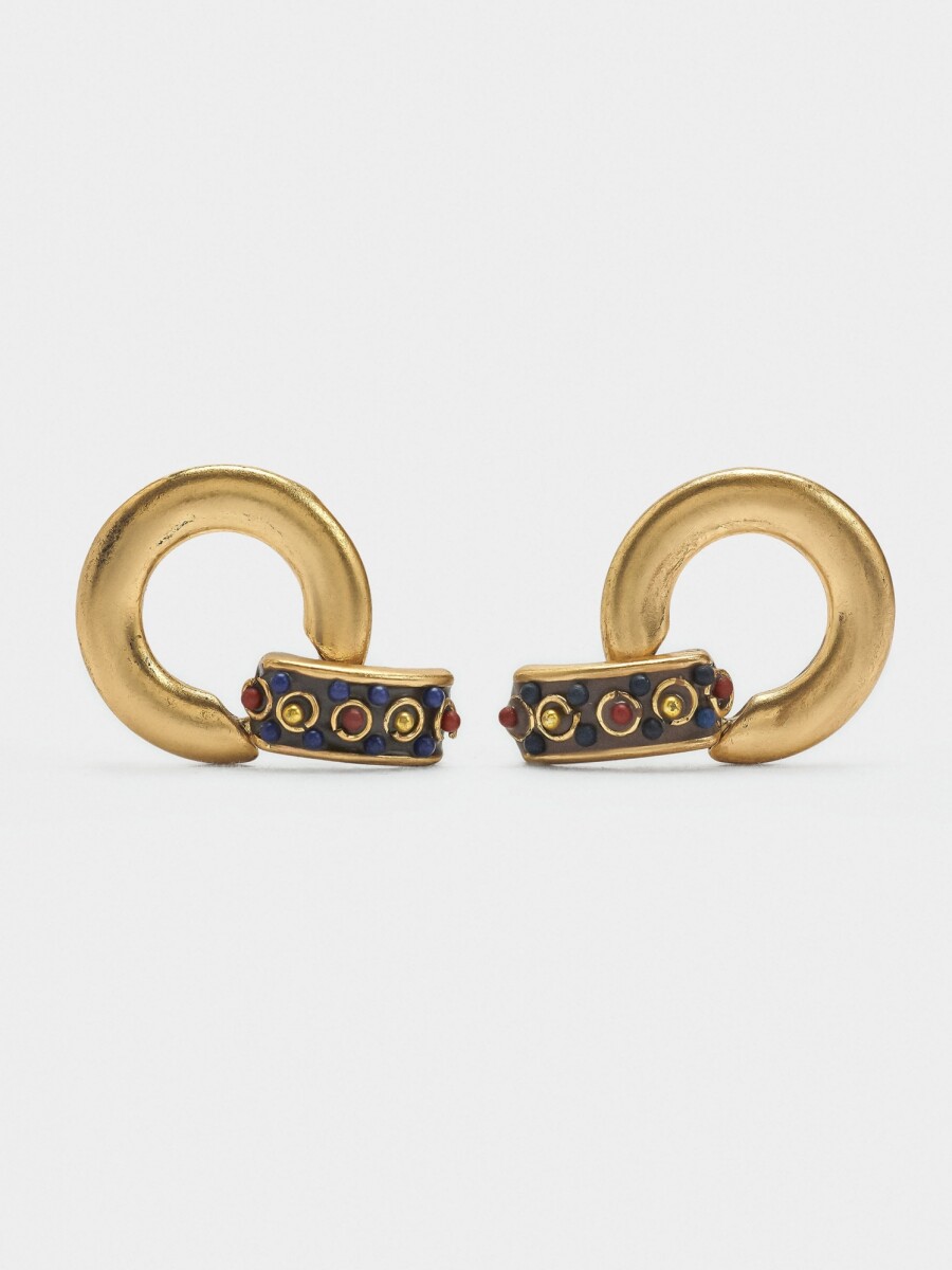 Pendientes Étnicos De Aro multicolor