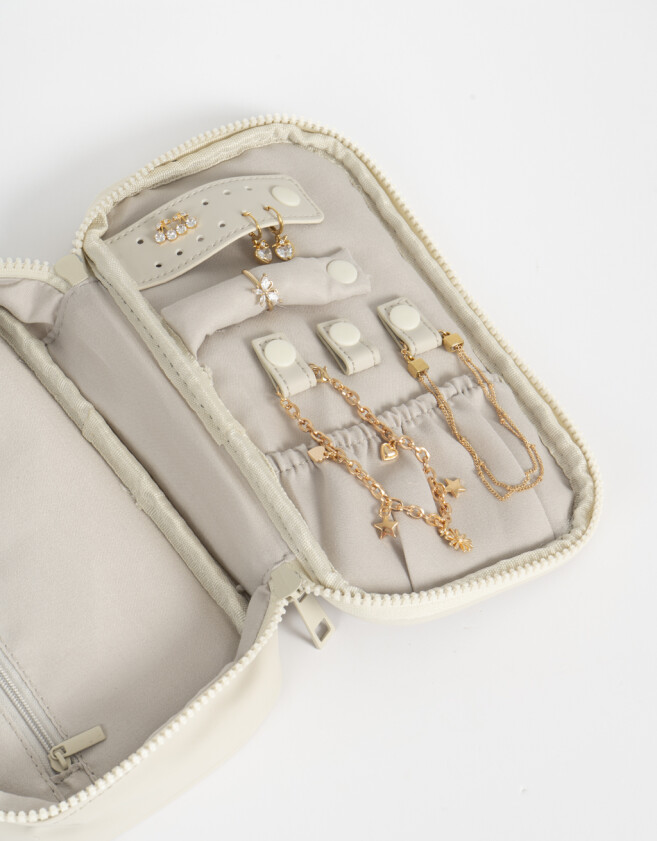 Porta Cosméticos Portabijou De Corazones - Blanco Crudo