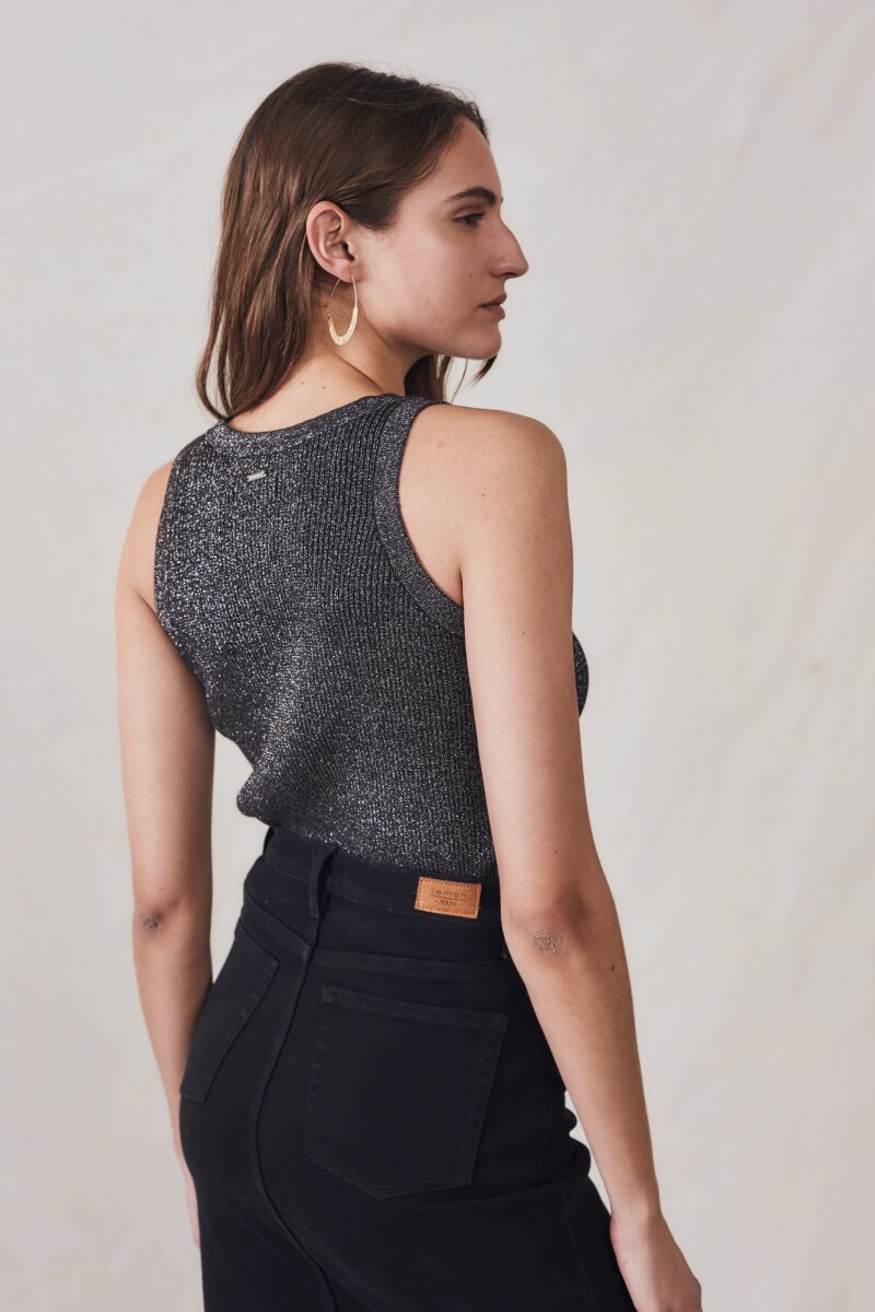 Top Metalizado Negro