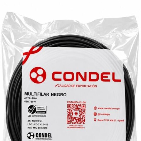 CABLE MULTIFILAR 1,50MM2 NEGRO CONDEL CABLE MULTIFILAR 1,50MM2 NEGRO CONDEL