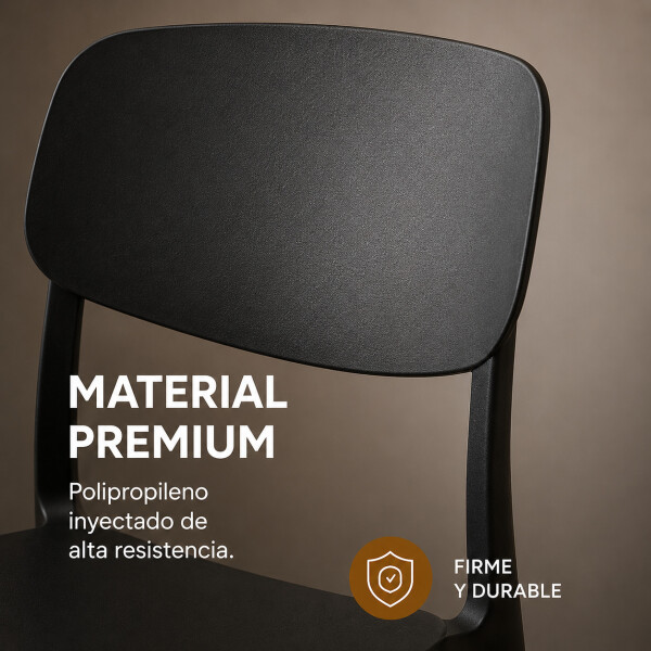 Silla Comedor X2 Combohome Venecia Polipropileno Premium Negro 1