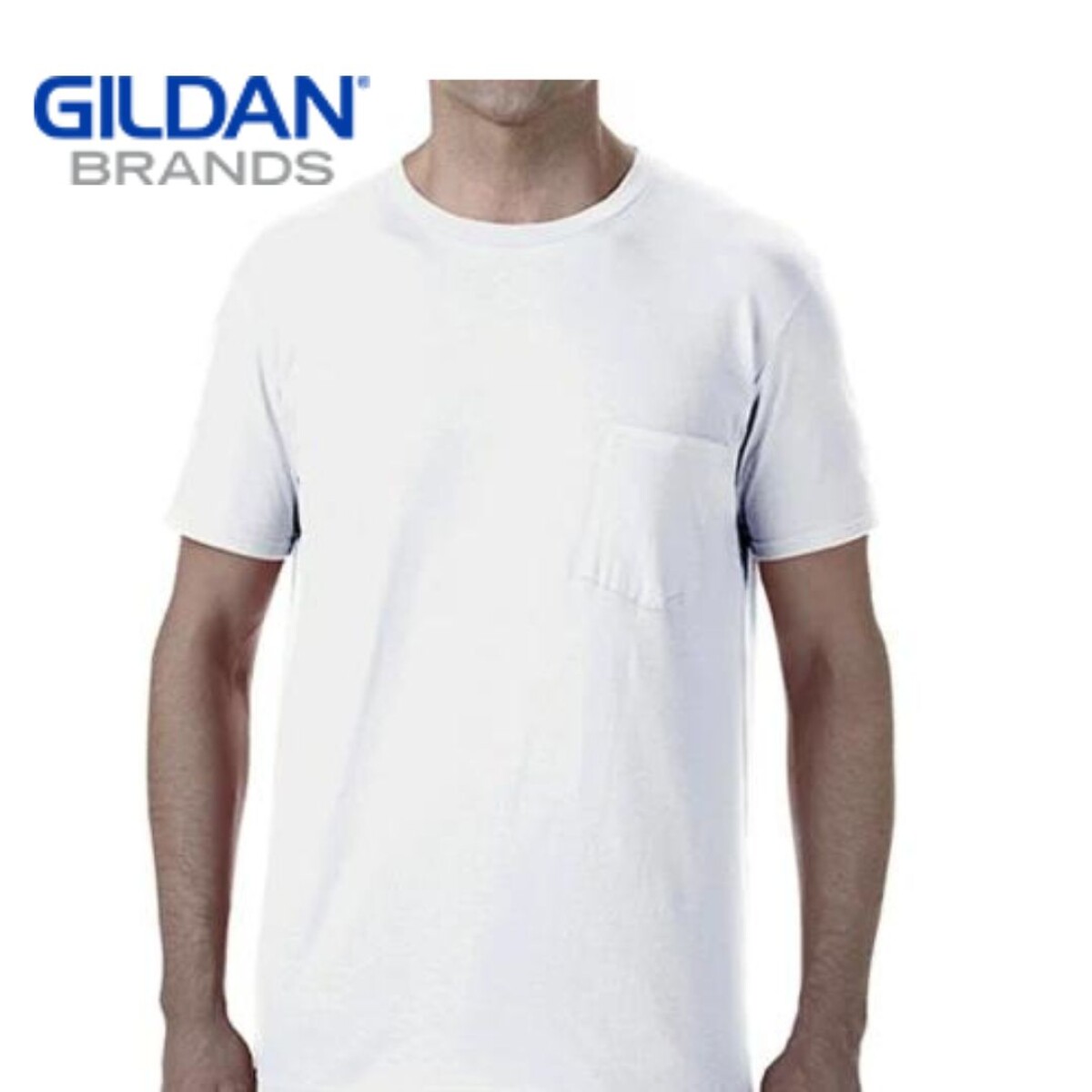 Camiseta Básica Gildan Con Bolsillo - Blanco 