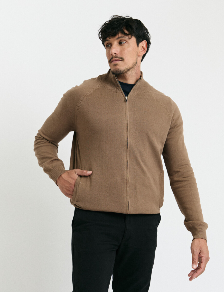 470981 CARDIGAN HARRINGTON LABEL Kaki