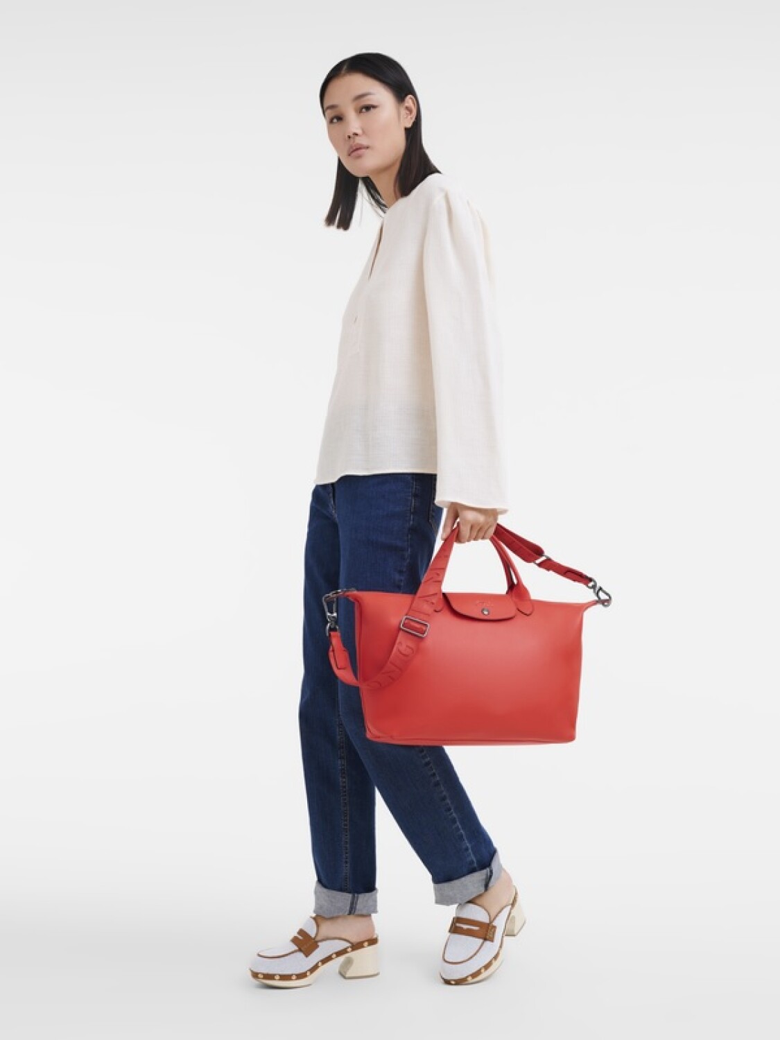 Longchamp -Cartera de gran capacidad en cuero, Le pliage Xtra Naranja