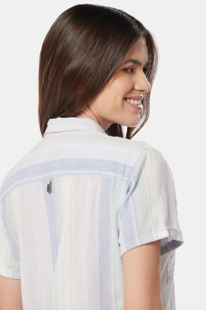 CAMISA DE LINO MEDIO BOTÓN - Lila 
