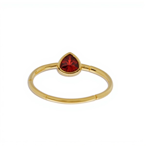 Anillo Lagrima-Plata rodinada con micra oro 18k-Piedra Granate- AN2006 conpiedra